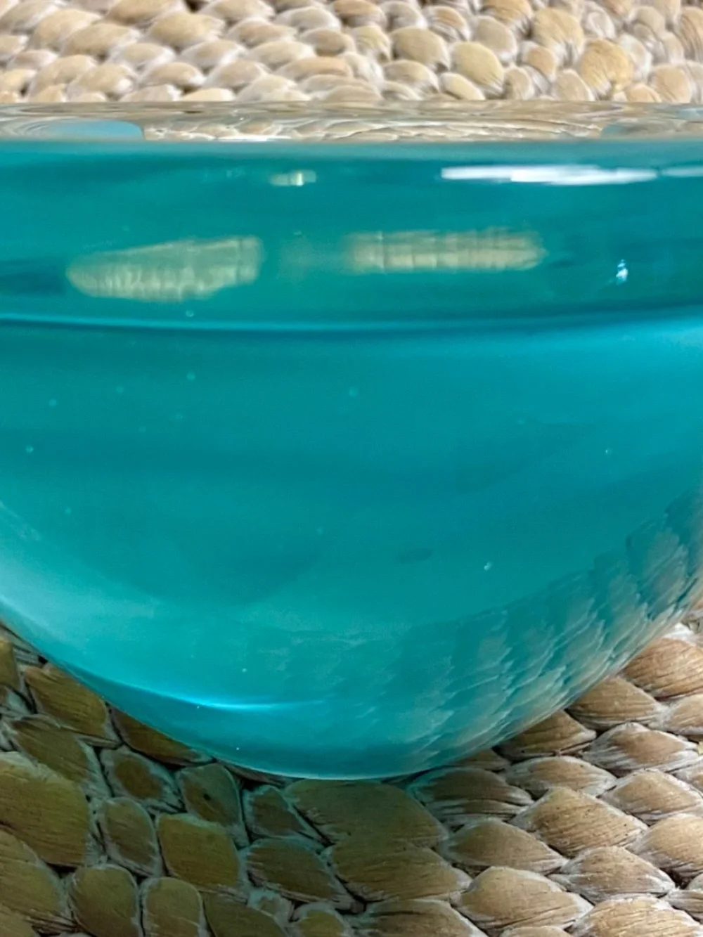 Vintage Kosta Boda Glass Atoll Anna Ehrner Aqua Green Swirl Votive Candle Holder
